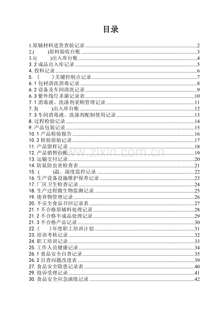 食品生产企业必备记录.doc_第1页