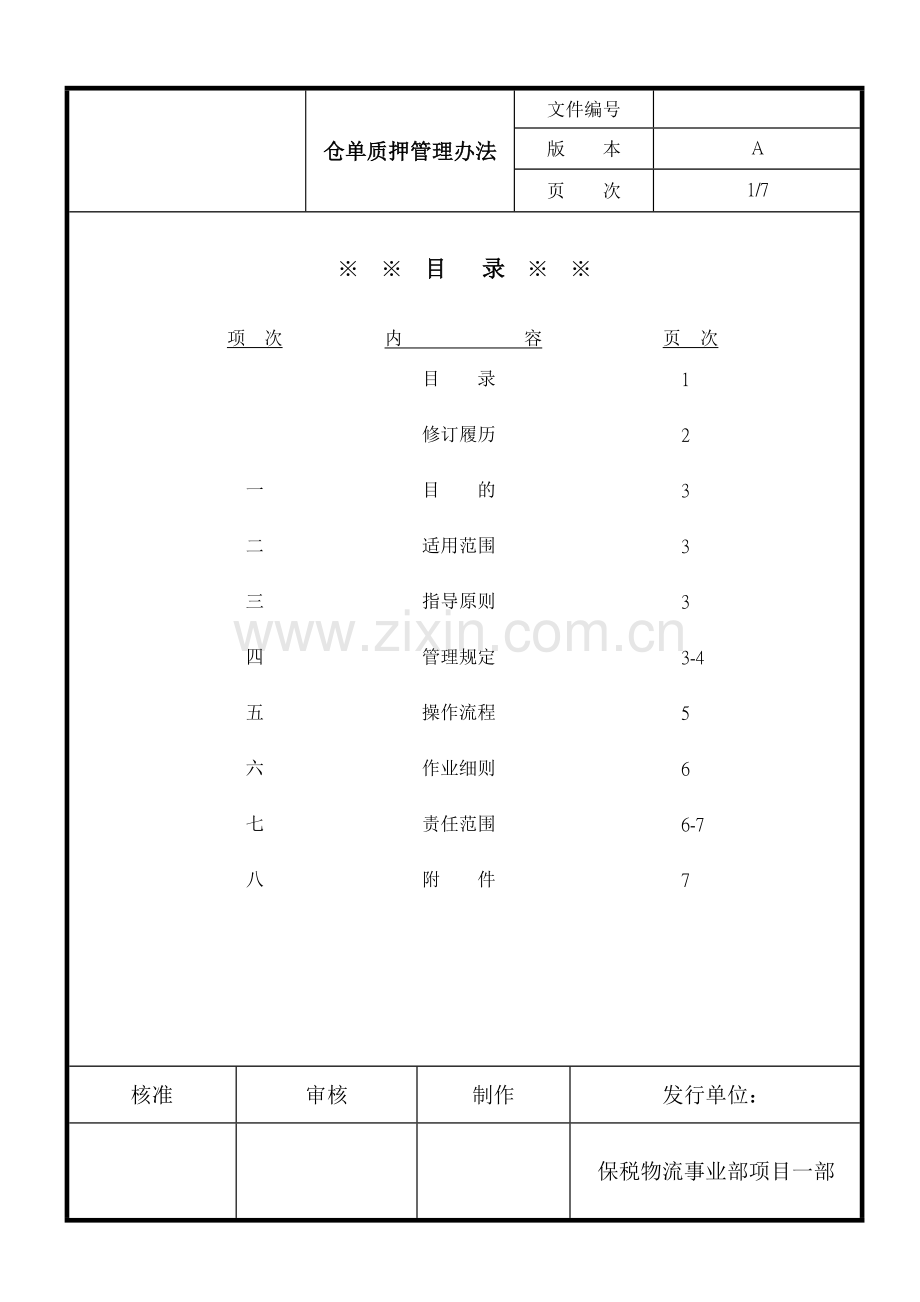 物流公司仓单质押管理办法.doc_第1页