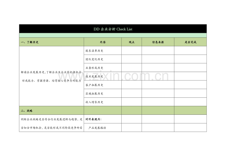 尽职调查企业情况分析工作底稿.docx_第1页