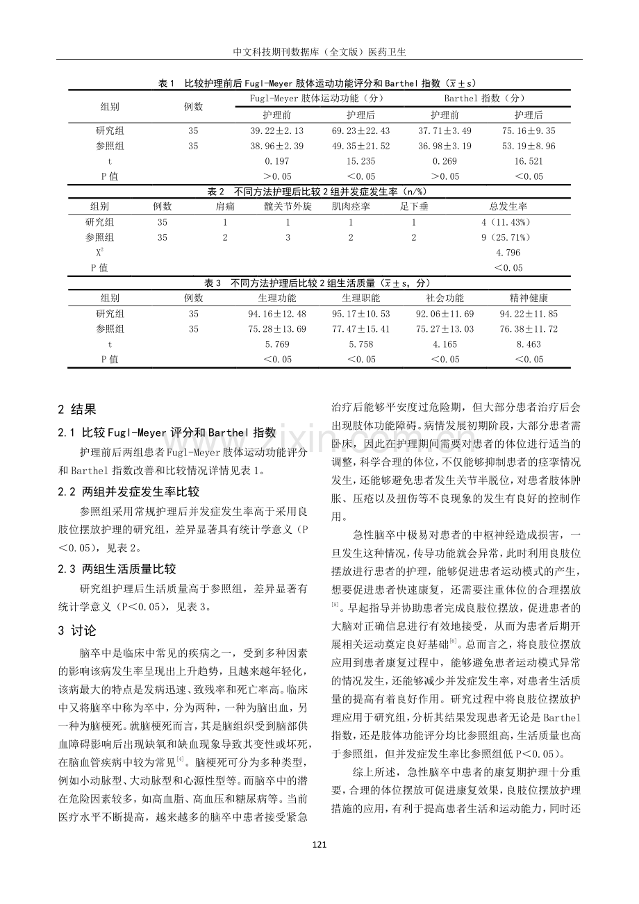 急性脑卒中患者康复过程中实施良肢位摆放护理的临床效果评价.pdf_第3页