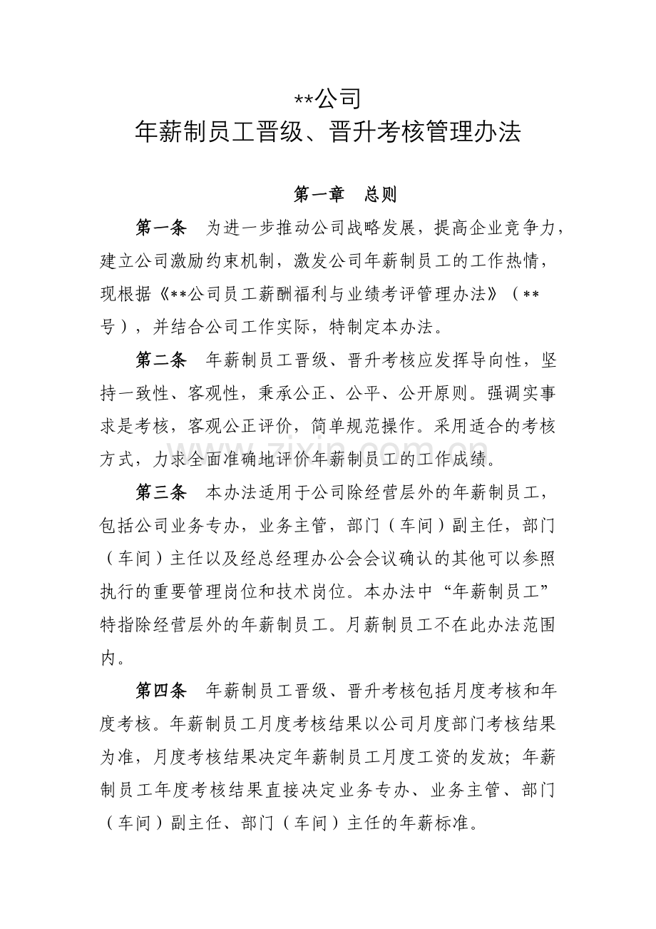 某某公司年薪制员工绩效考核与晋升管理办法.doc_第1页