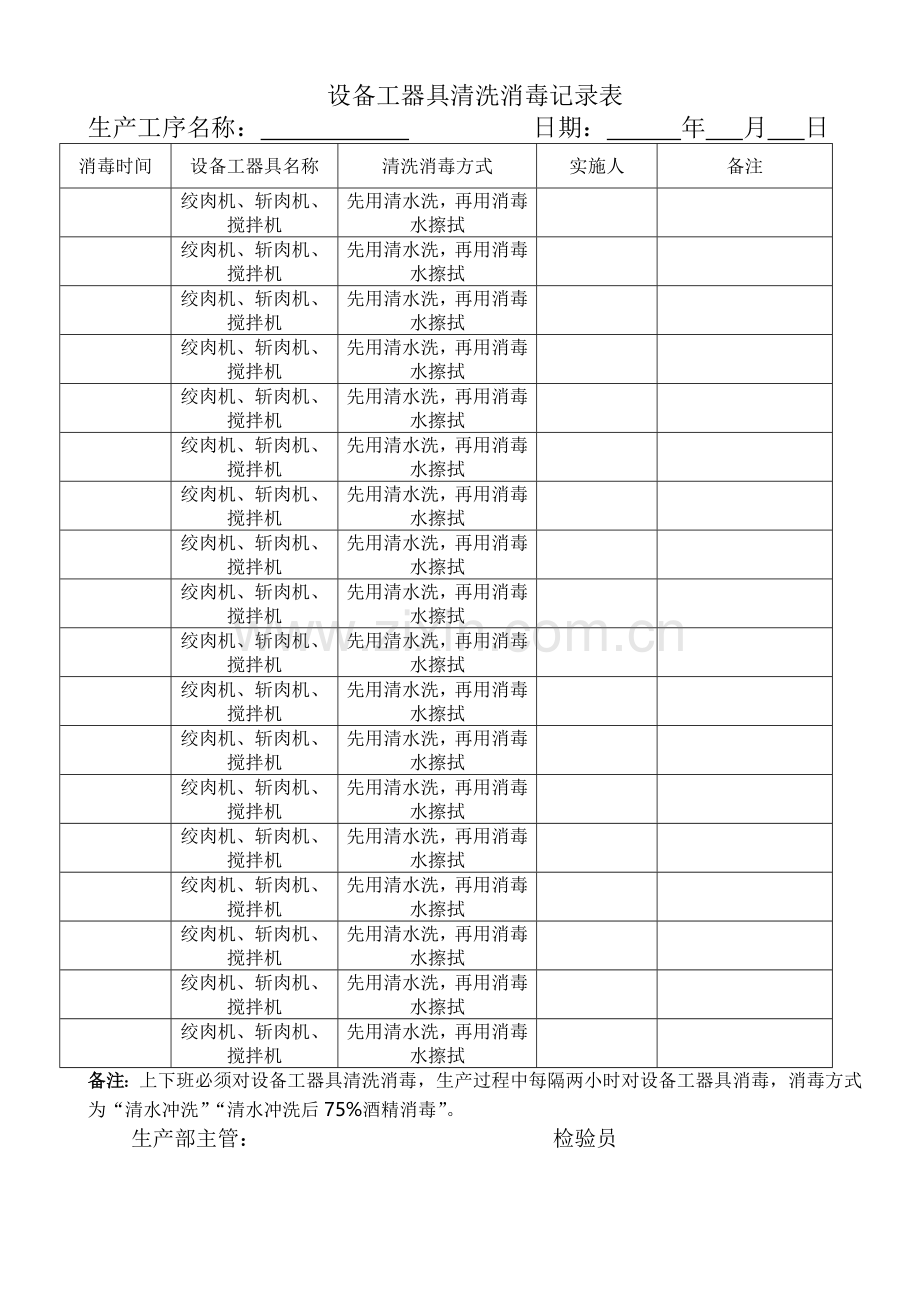 设备工器具清洗消毒记录表.doc_第1页