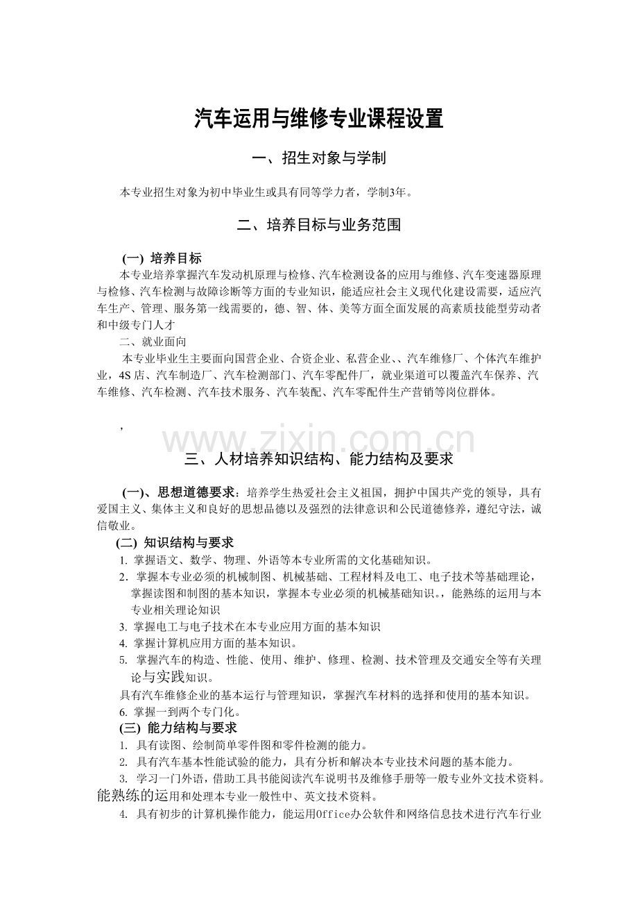 汽车应用与维修专业教学计划.doc_第2页