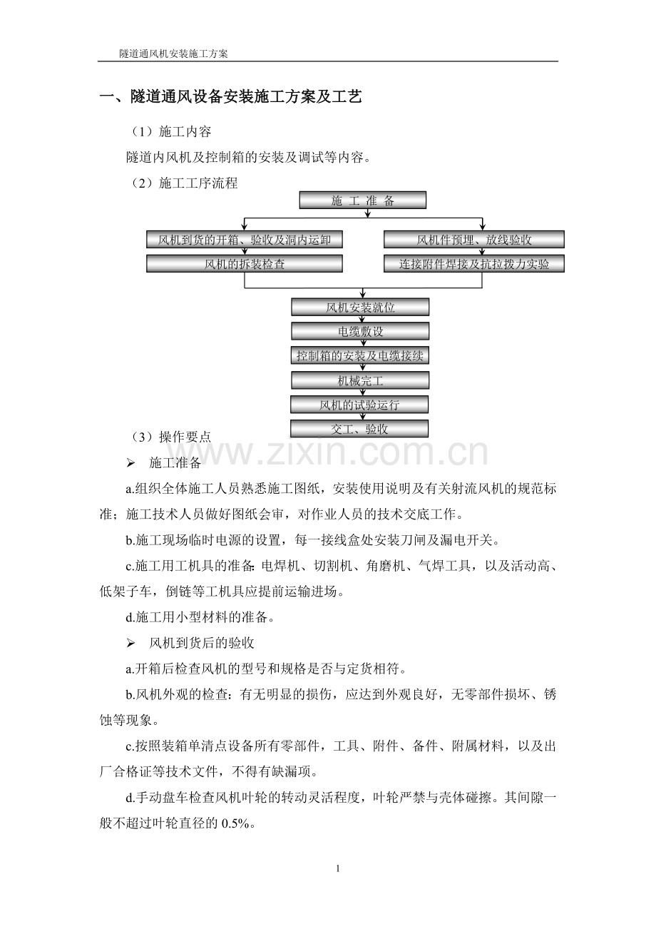 吉首某某隧道通风机安装施工方案.doc_第1页