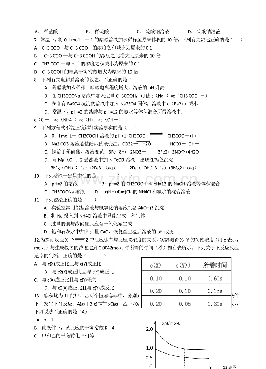 福建省漳州市龙海二中高三化学上学期期末考试试题.doc_第2页