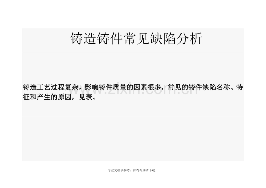 铸造铸件常见缺陷分析.doc_第1页