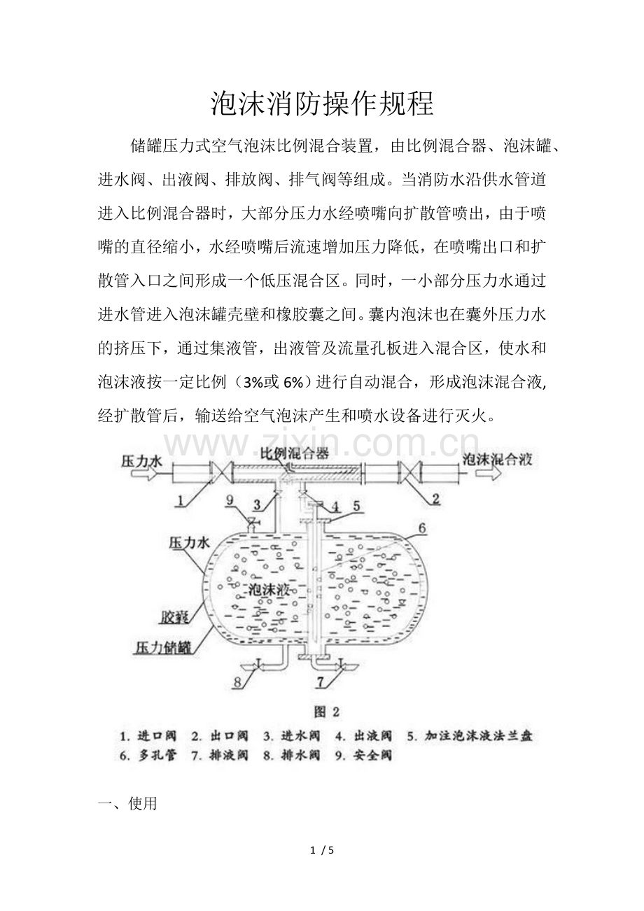 消防泡沫罐操作规程.doc_第1页