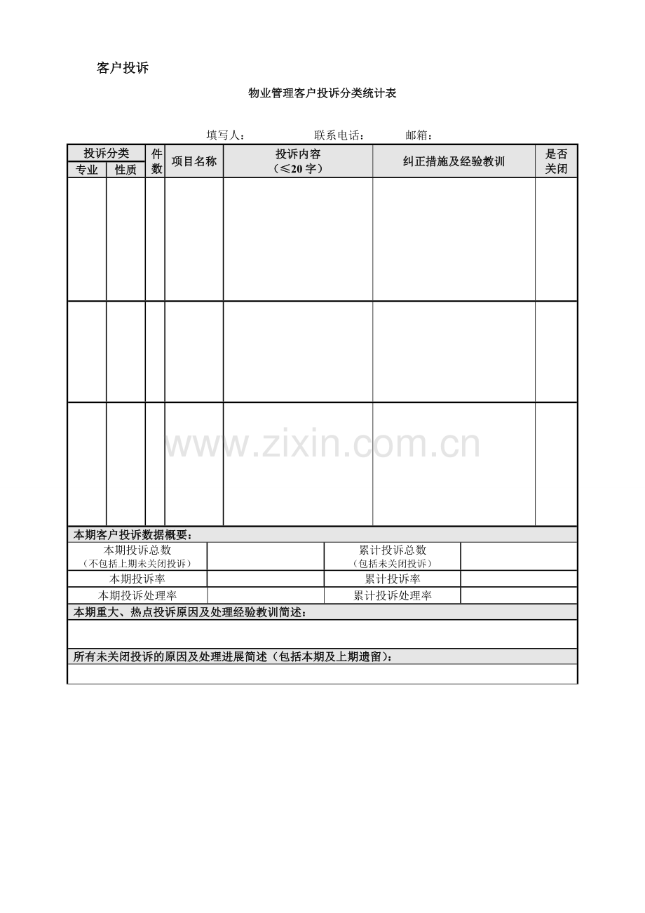 房地产项目-物业管理月报模版.doc_第3页