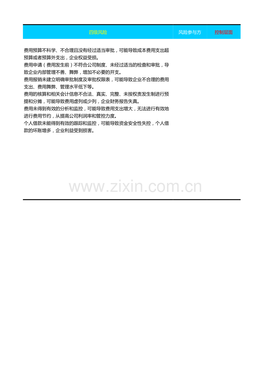 企业风险控制矩阵穿行测试成果模版-费用管理.xls_第2页