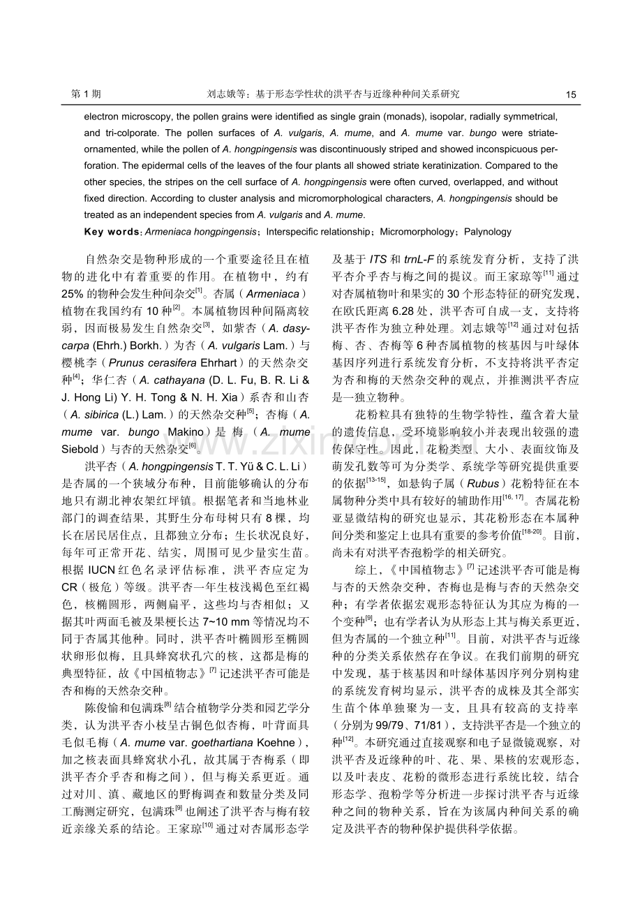 基于形态学性状的洪平杏与近缘种种间关系研究.pdf_第2页