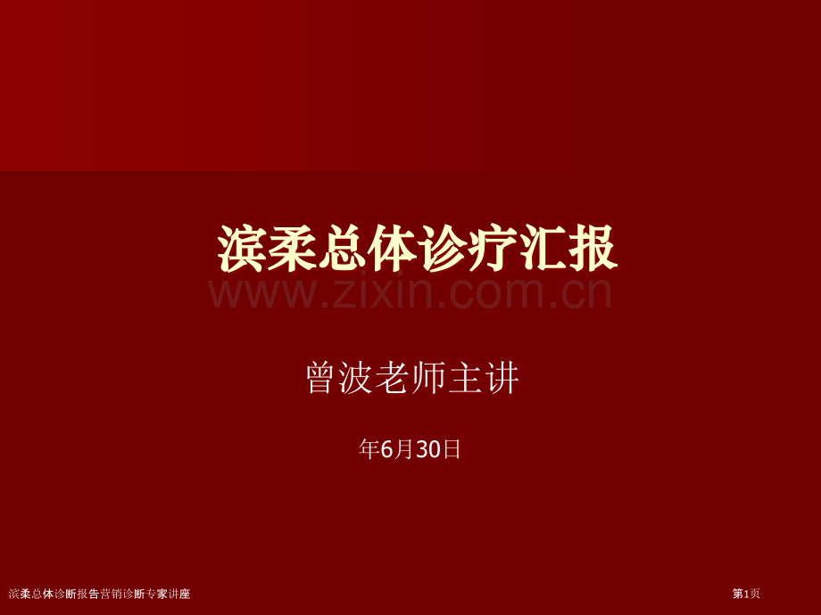 滨柔总体诊断报告营销诊断专家讲座.pptx_第1页