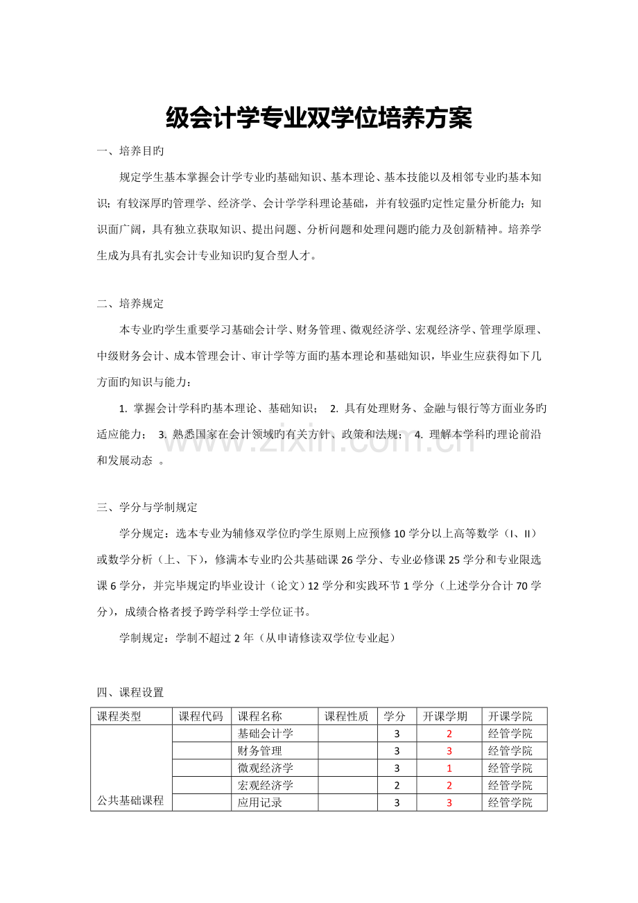 会计学专业双学位培养方案.doc_第1页