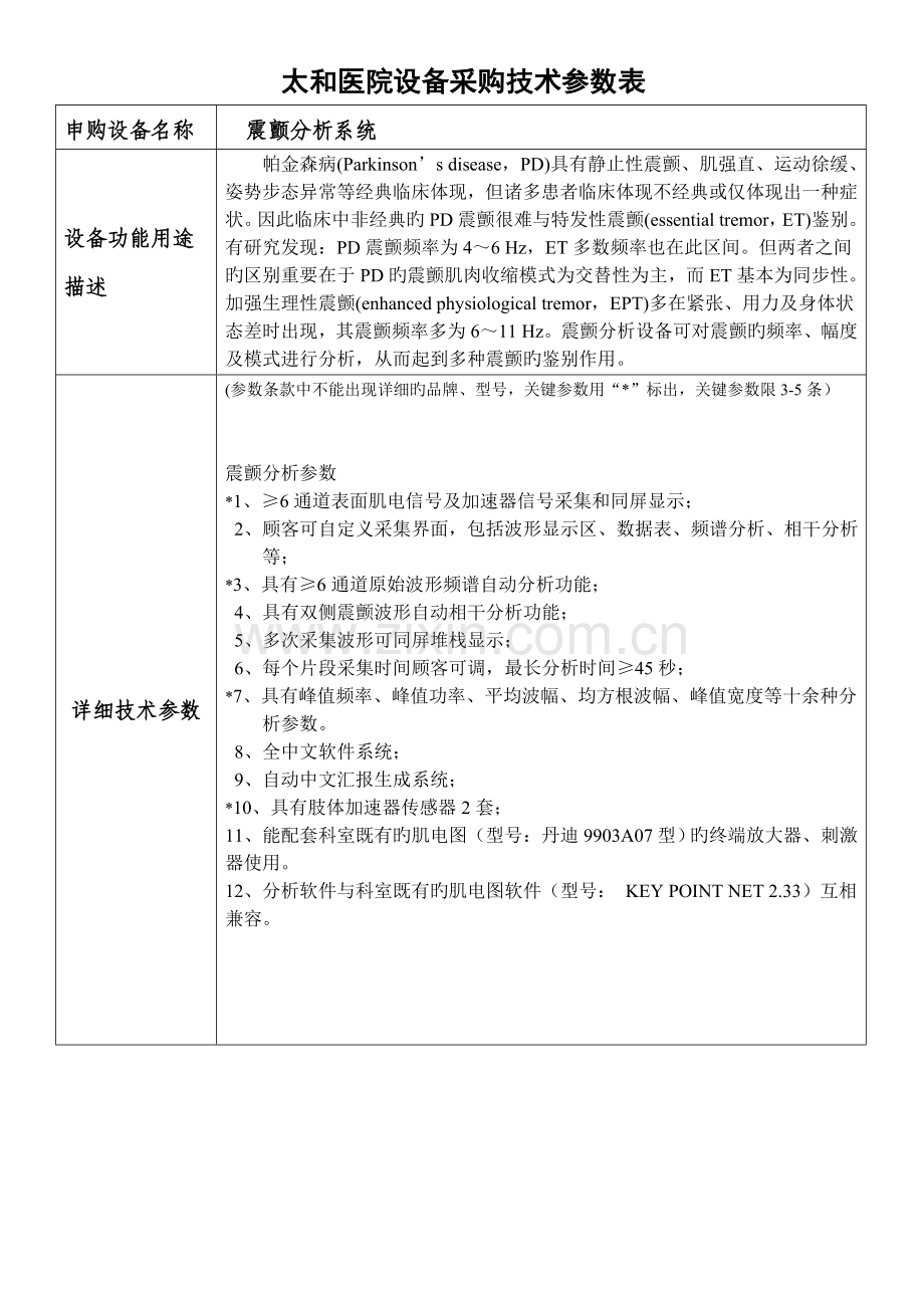 医院设备采购技术参数表.doc_第1页