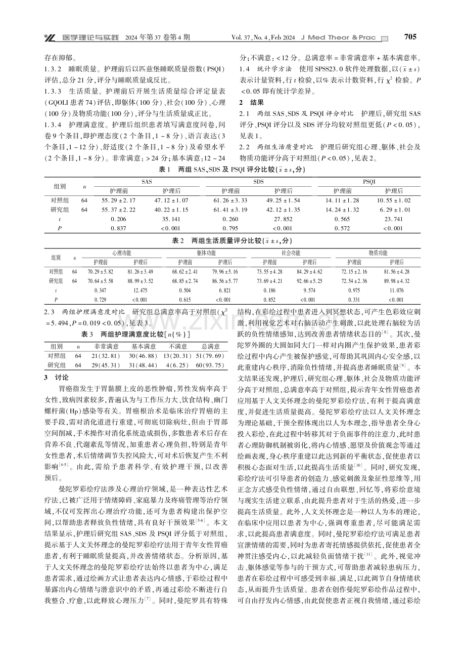 基于人文关怀理念的曼陀罗彩绘疗法在青年女性胃癌患者术后情绪调节中的应用效果.pdf_第2页