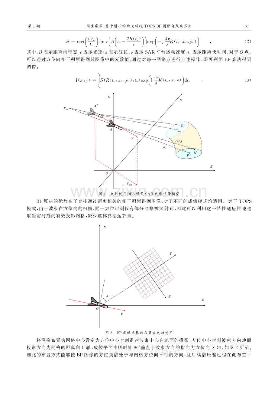 基于谱压缩的大斜视TOPS BP图像自聚焦算法.pdf_第3页