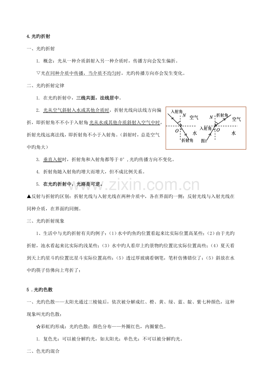 2023年八年级物理光现象和透镜及其应用知识点练习.doc_第3页