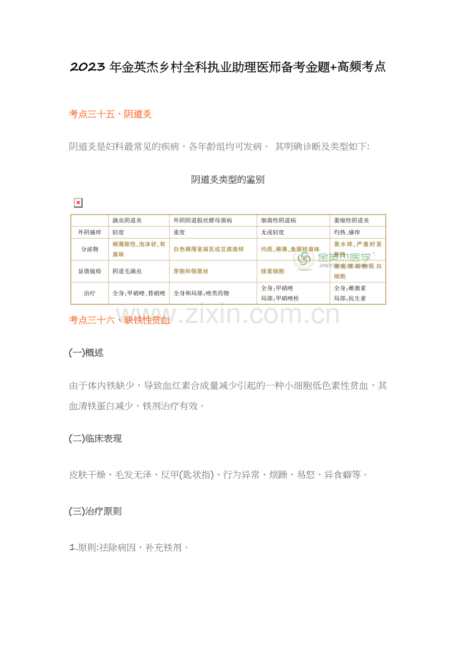 2023年金英杰乡村全科执业助理医师备考金题高频考点.docx_第1页