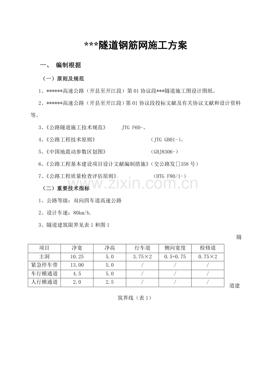 隧道钢筋网施工方案.doc_第1页