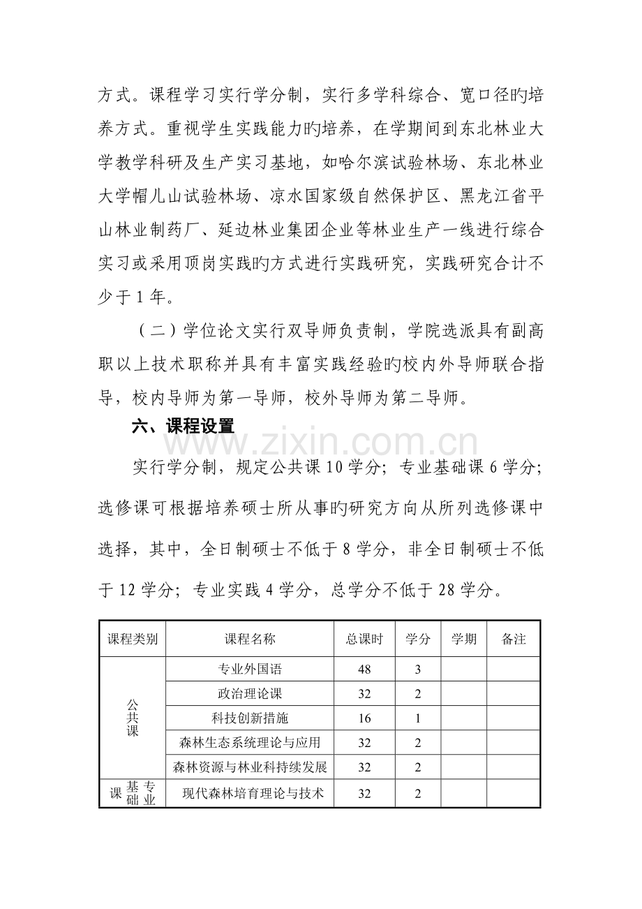 林业硕士专业学位研究生培养方案.doc_第3页