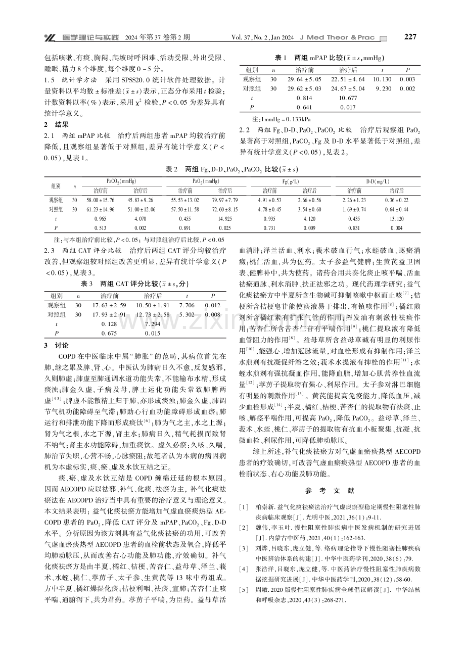 补气化痰祛瘀方治疗气虚血瘀痰热型慢性阻塞性肺疾病急性加重期患者的临床研究.pdf_第2页