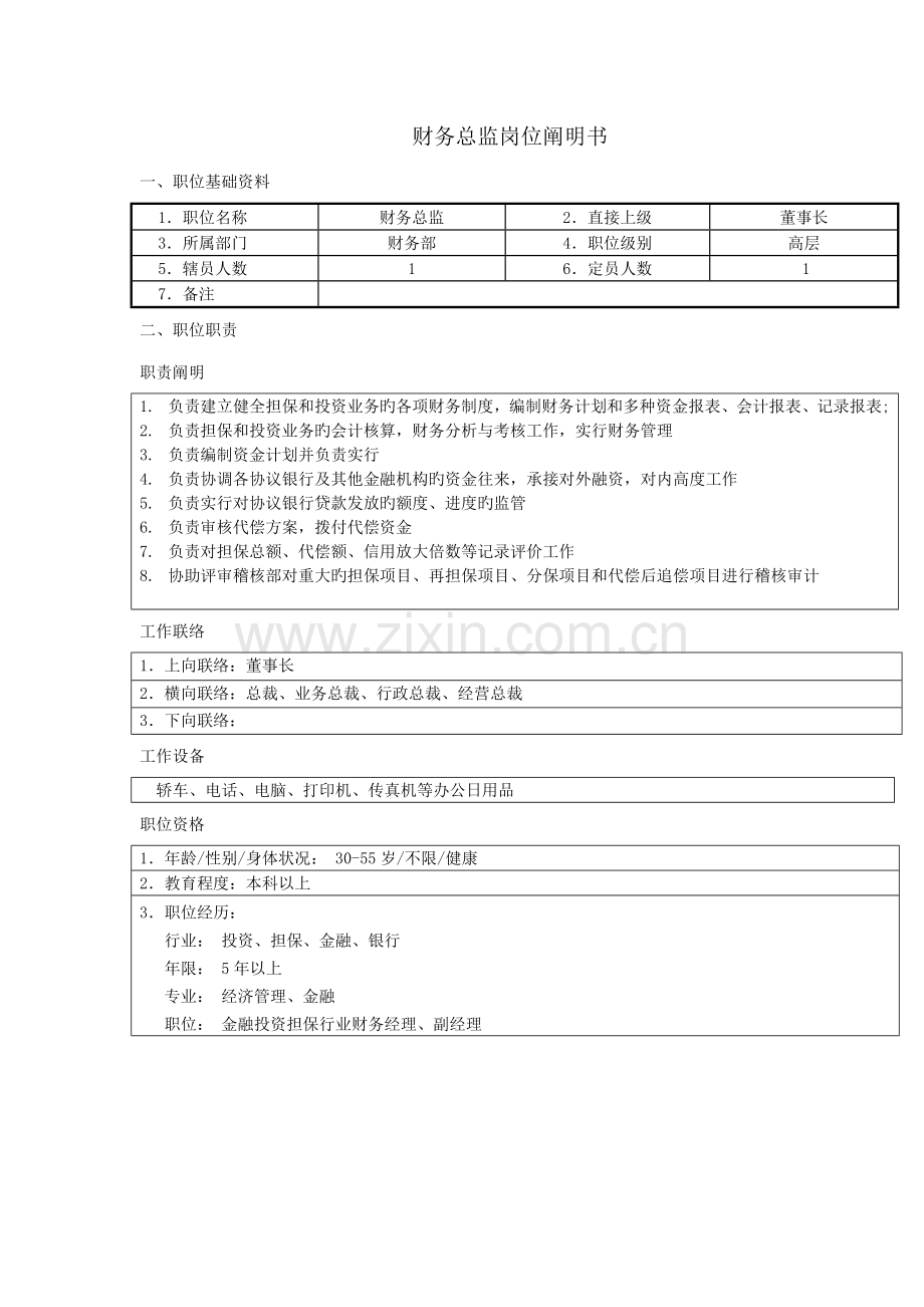 投资担保公司财务部岗位职责.doc_第1页