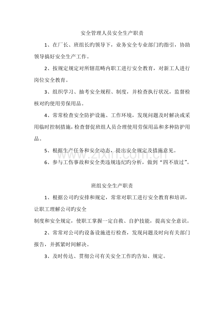 安全管理人员安全生产职责.docx_第1页