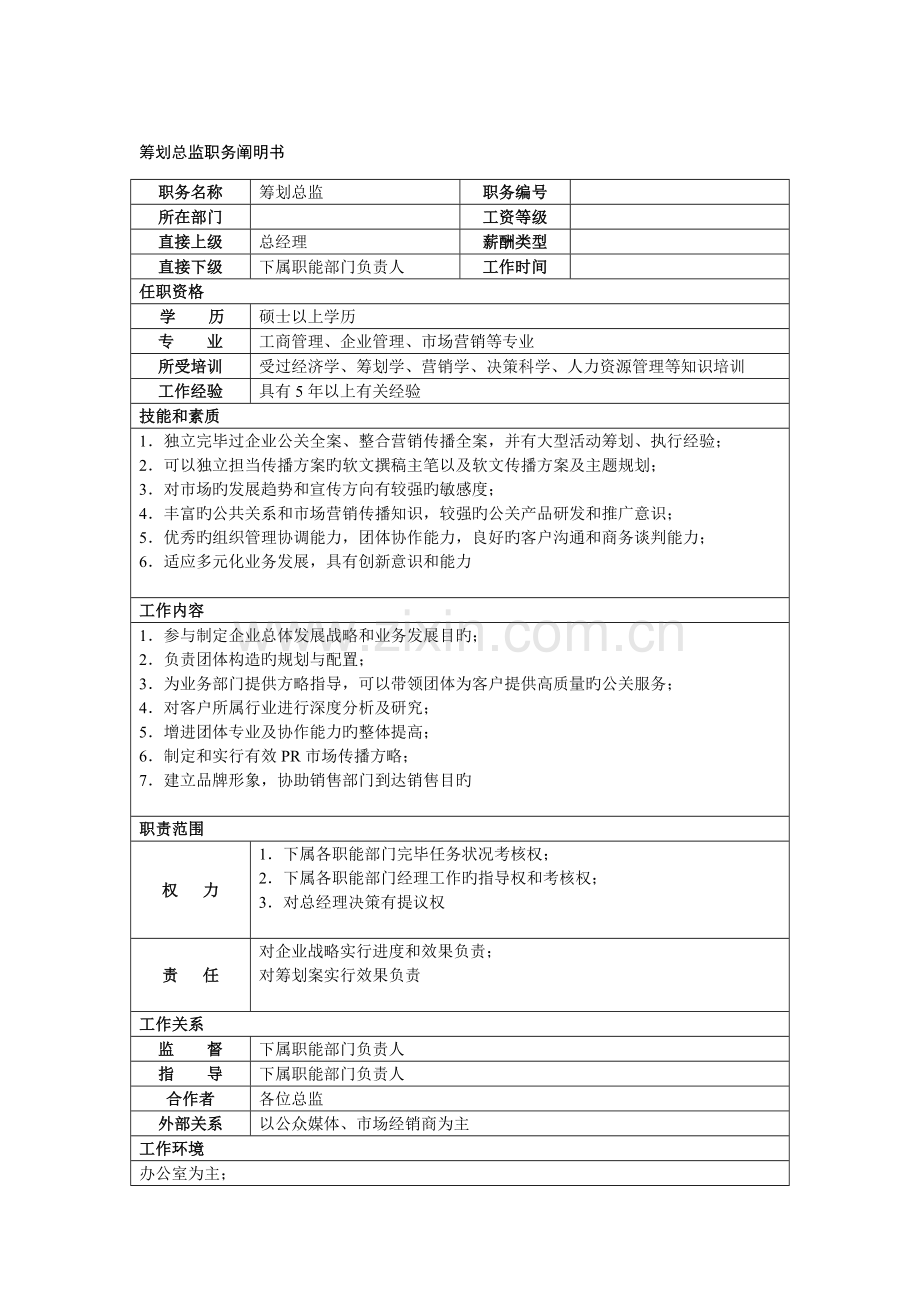 策划总监职务说明书.docx_第1页