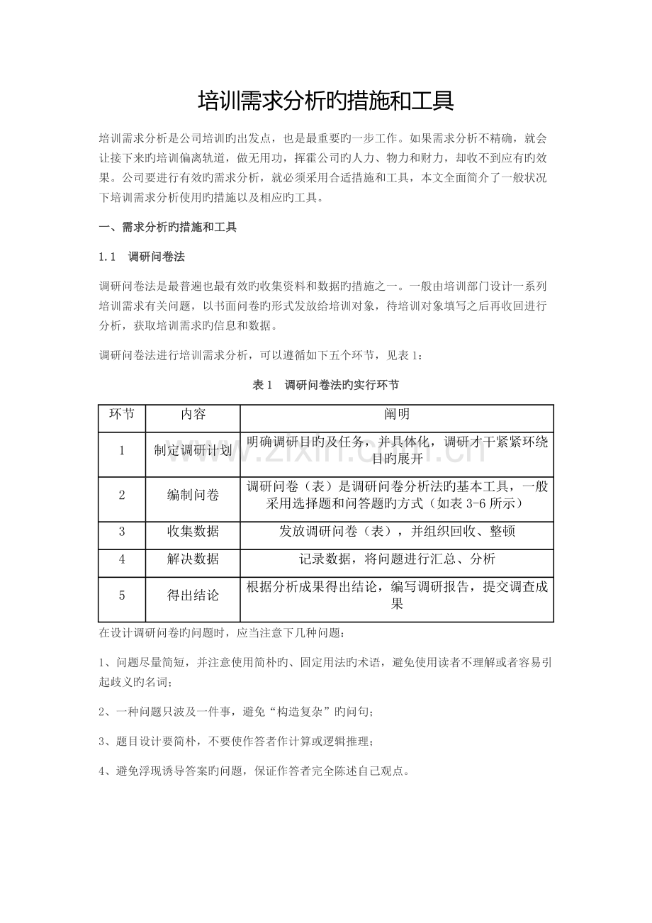 培训需求分析的方法和工具.doc_第1页