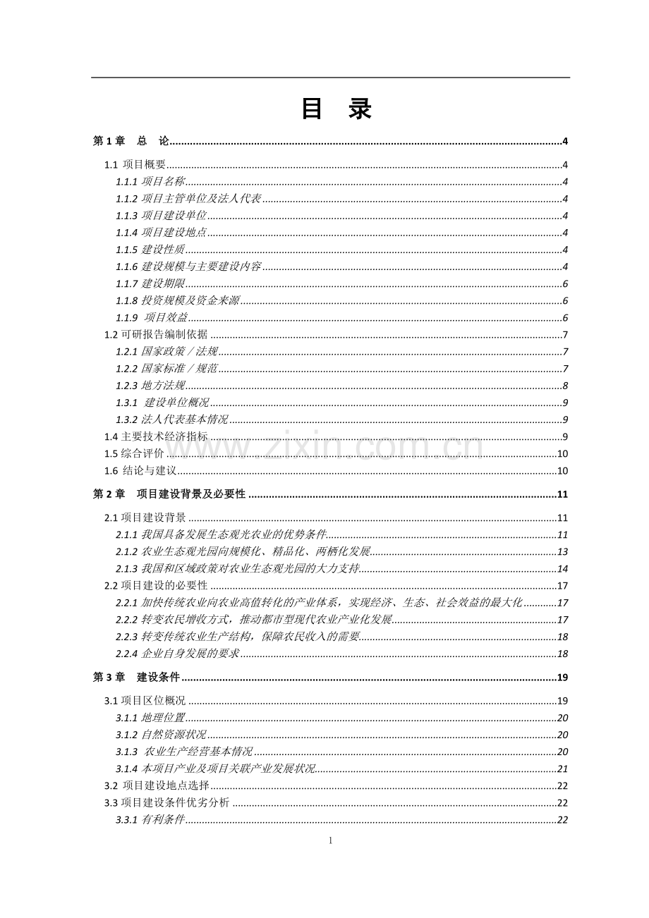 高新农业专业合作社现代旅游项目可行性研究报告.doc_第1页