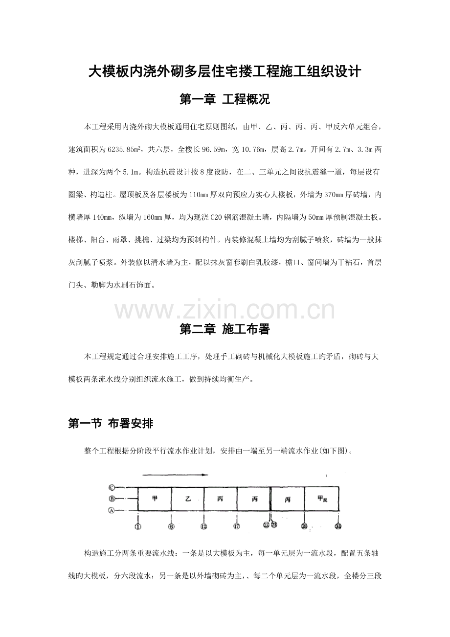 大模板内浇外砌多层住宅楼工程施工组织方案.doc_第1页