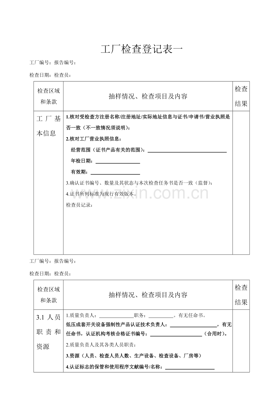 工厂检查记录表一.doc_第1页