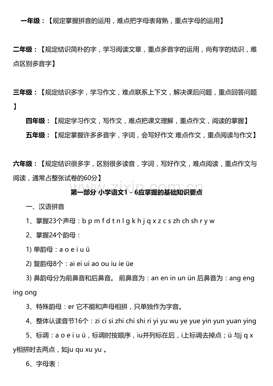 2023年小学语文年级各年级知识点汇编.doc_第1页