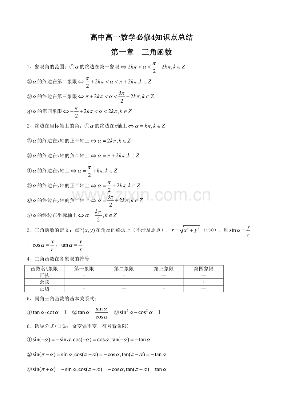 2023年高一数学必修各章知识点总结.doc_第1页