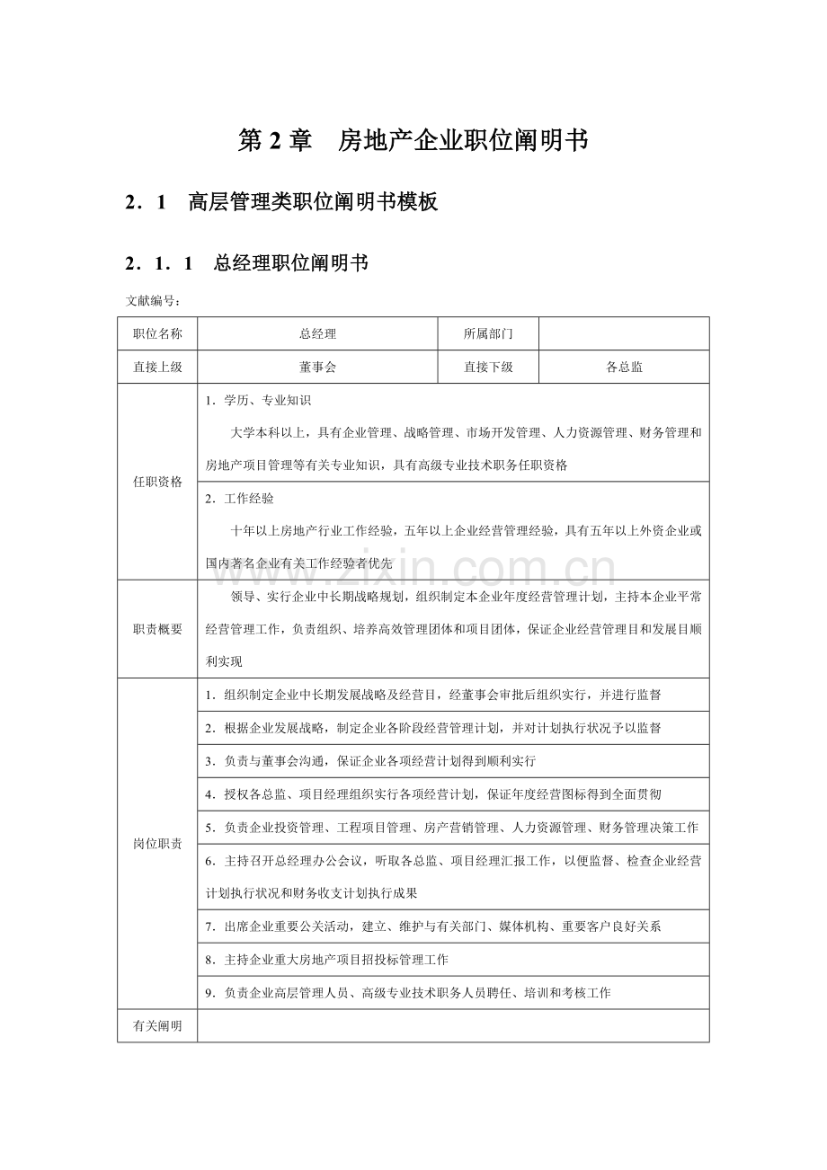 房地产企业职位说明书.docx_第1页