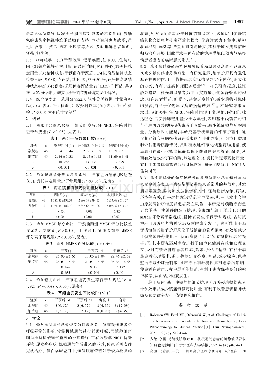 基于浅镇静的细节护理对颅脑损伤患者谵妄的预防作用.pdf_第2页