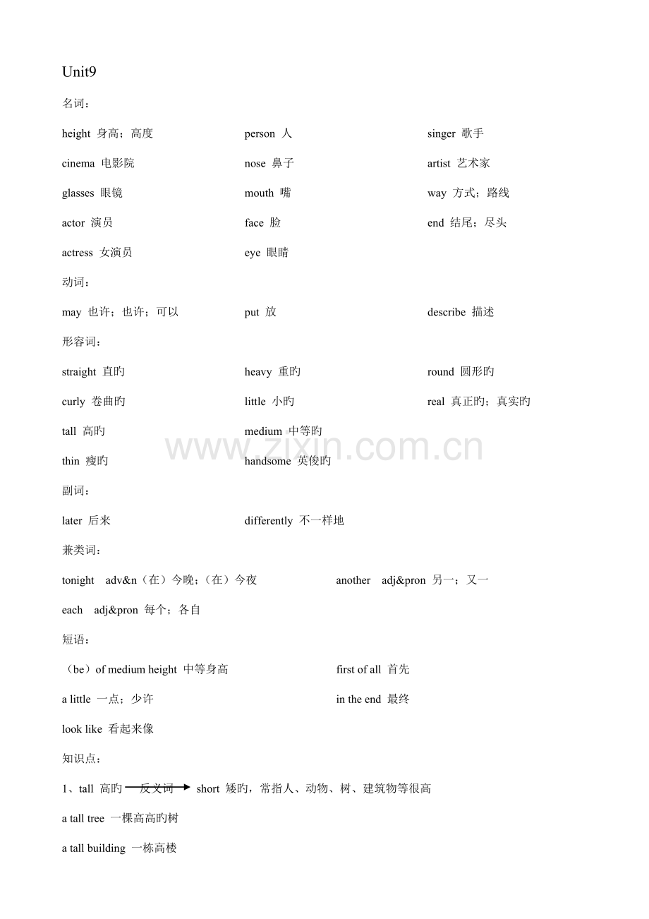 2023年人教版七年级下册英语Unit9知识点.doc_第1页