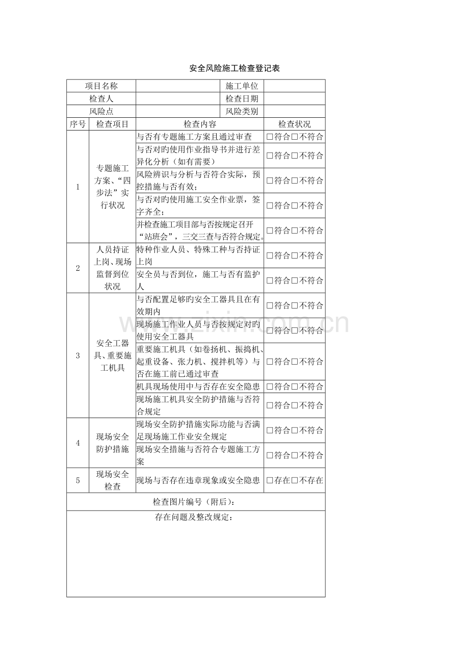 安全风险施工检查记录表.doc_第1页