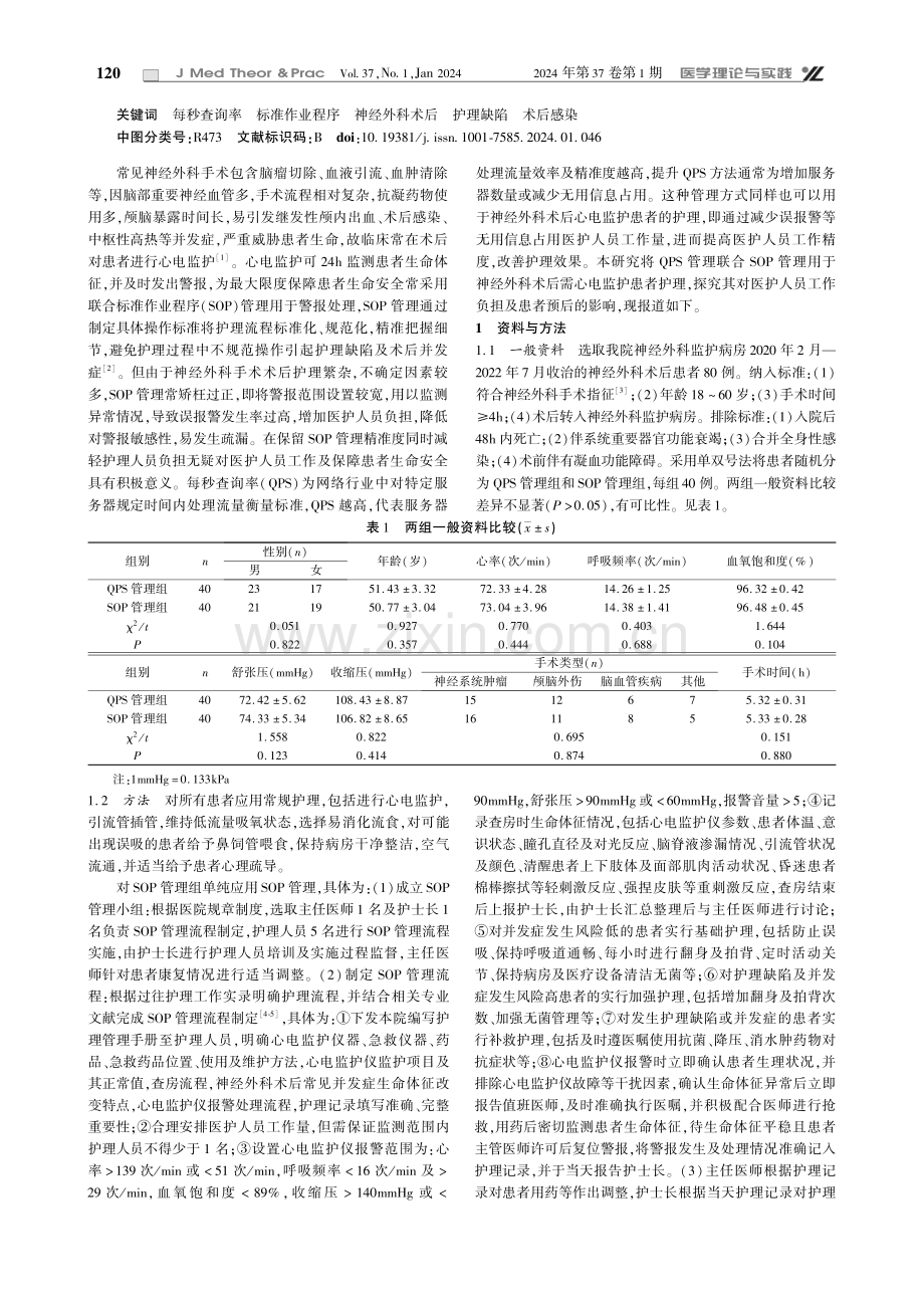 QPS联合SOP管理用于神经外科术后心电监护患者的价值.pdf_第2页