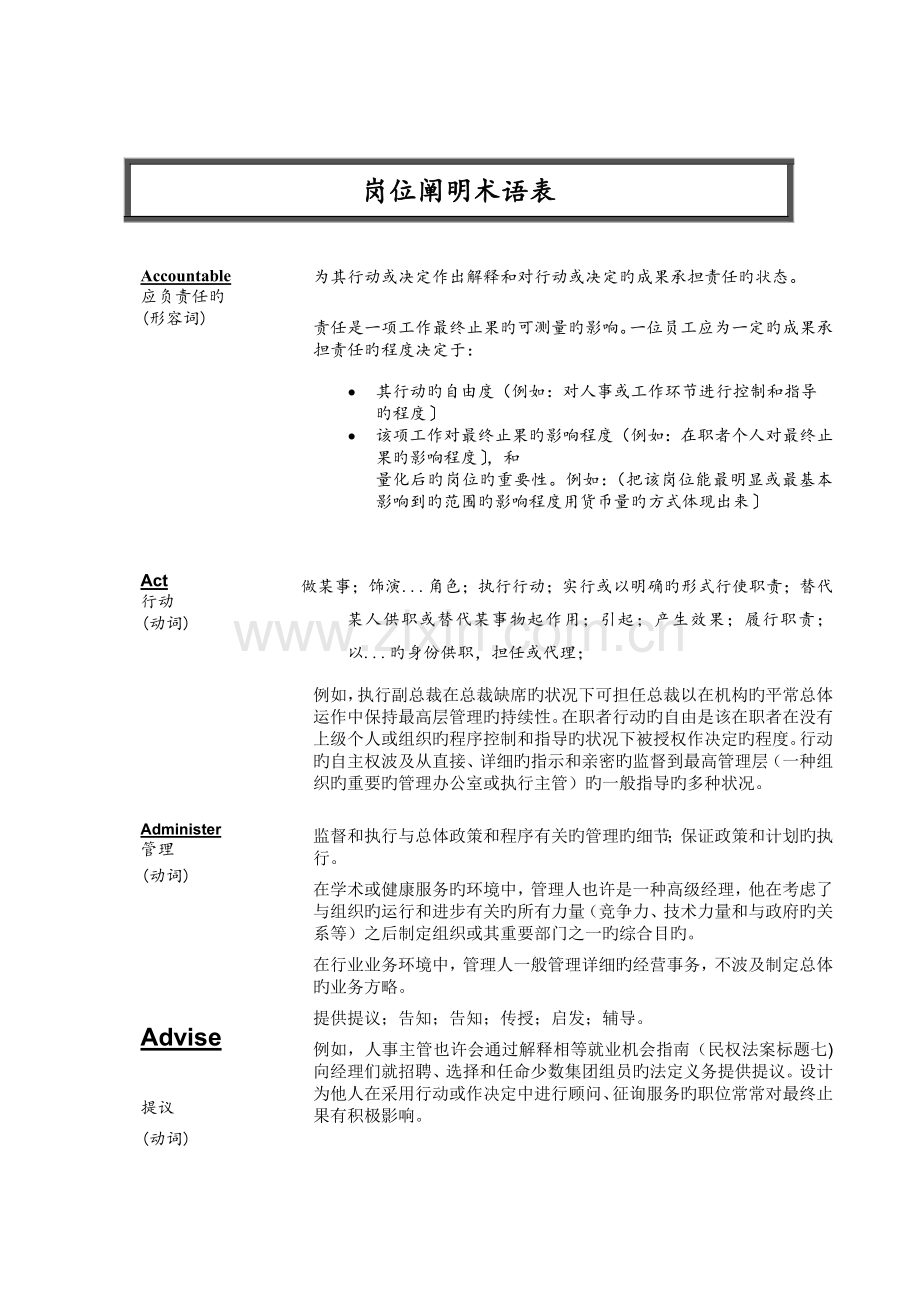 工作说明书岗位说明术语表DOC.doc_第1页