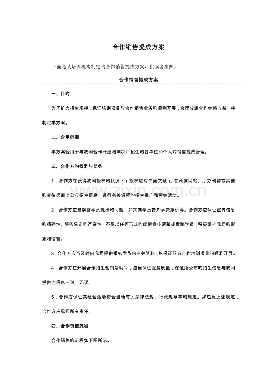 合作销售提成方案附表.doc_第1页