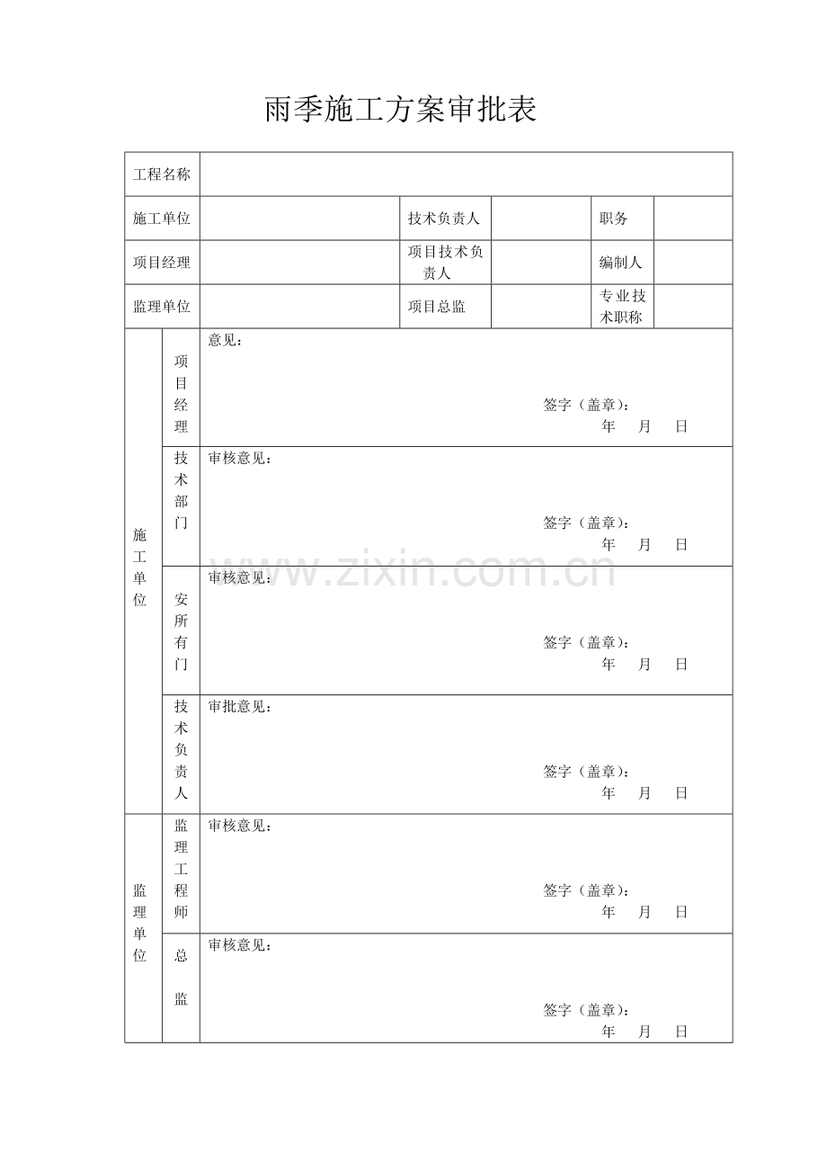 雨季施工方案审批表.doc_第1页