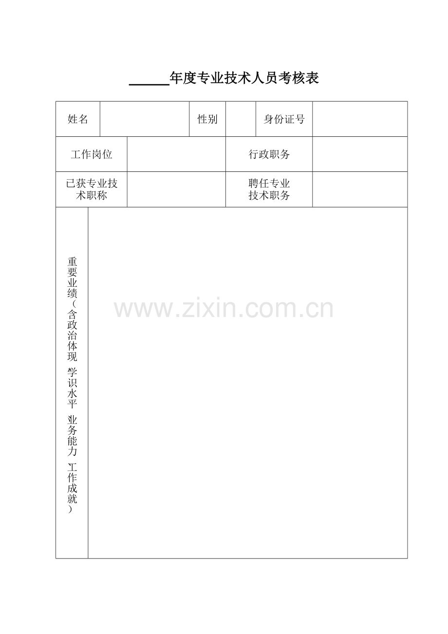 年度专业技术人员考核表.doc_第1页