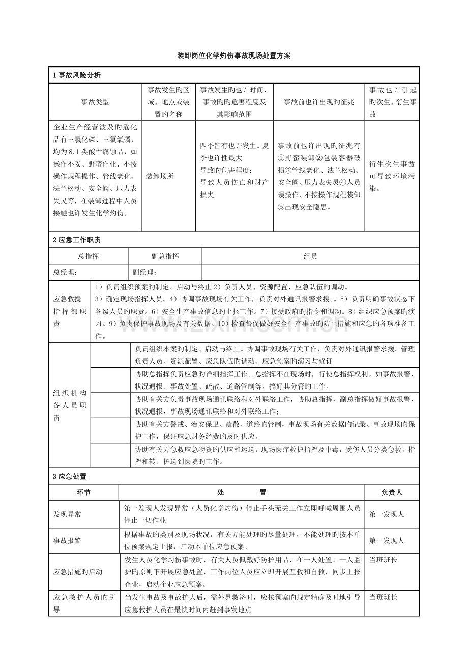 装卸岗位化学灼伤事故现场处置方案.doc_第1页