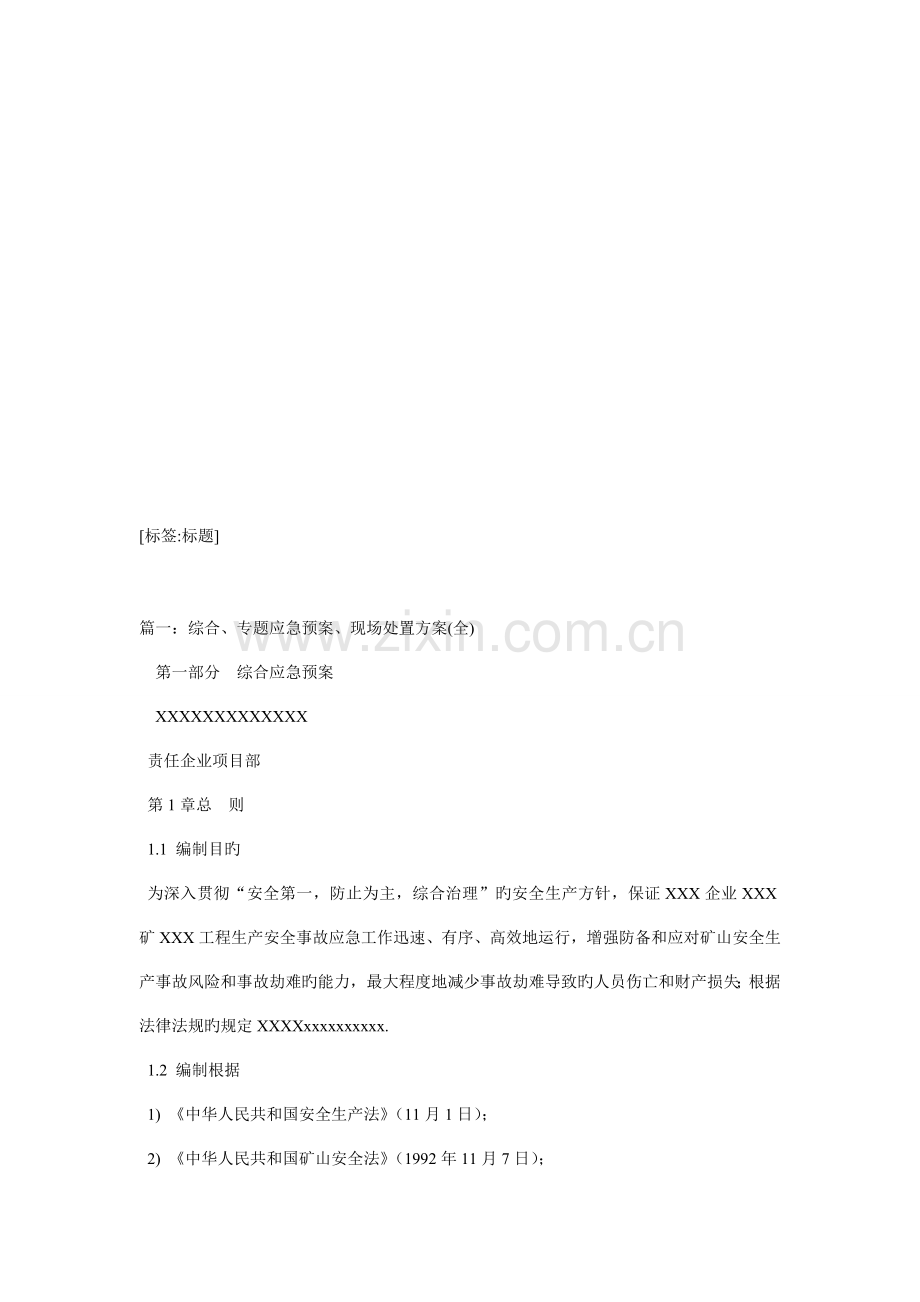 综合应急预案专项应急预案与现场处置方案.doc_第1页