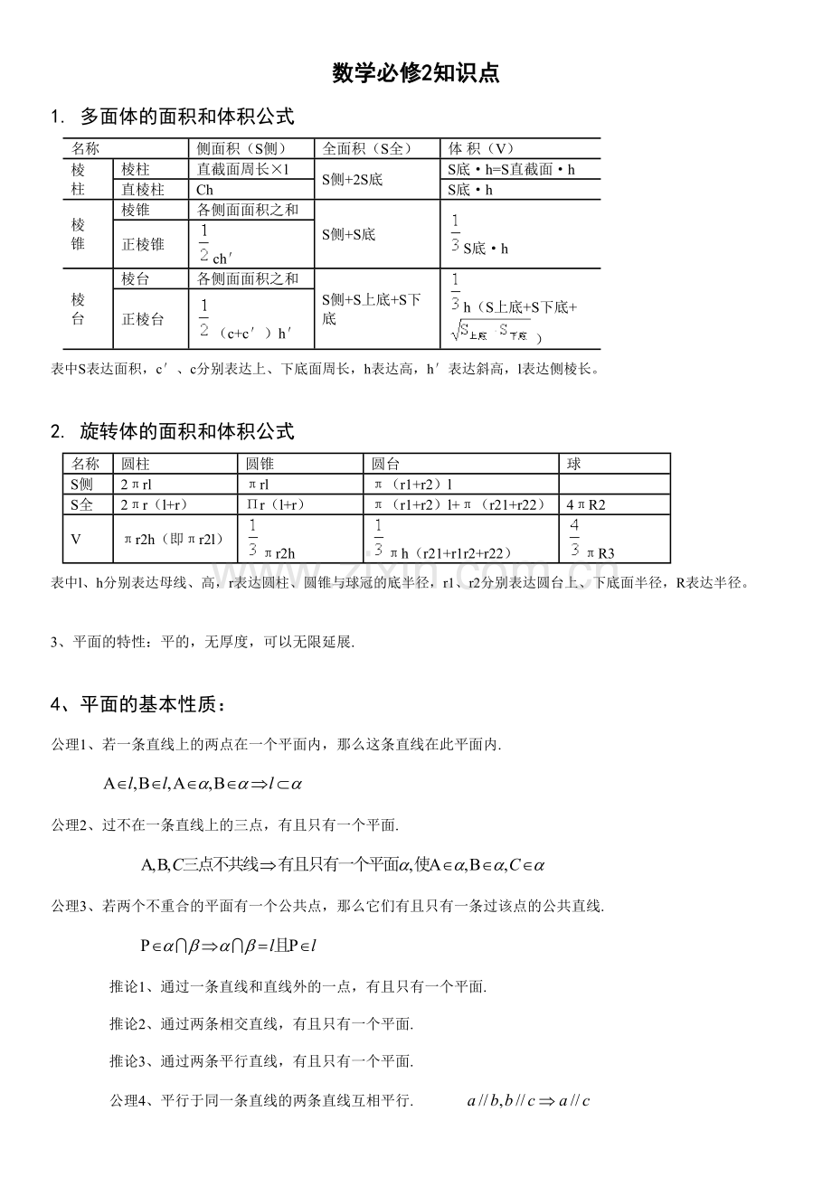 2023年高一数学必修二各章知识点总结.doc_第1页