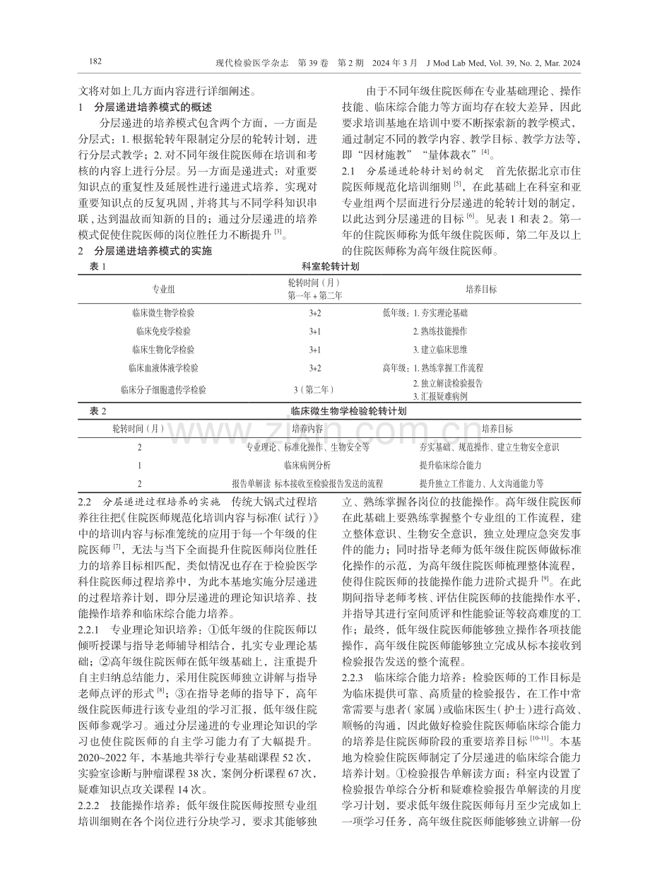 分层递进培养模式在检验医学科住院医师规范化培训中的应用.pdf_第2页