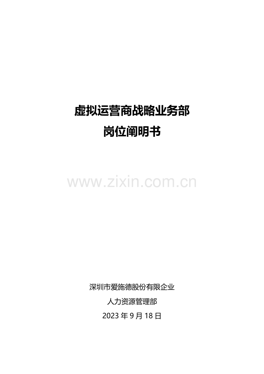 虚拟运营商战略业务部岗位说明书.docx_第1页