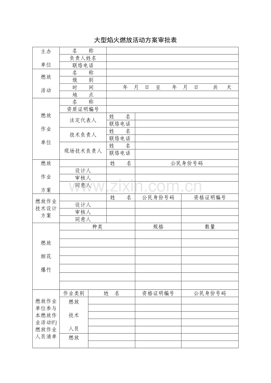 大型焰火燃放活动方案审批表.doc_第1页