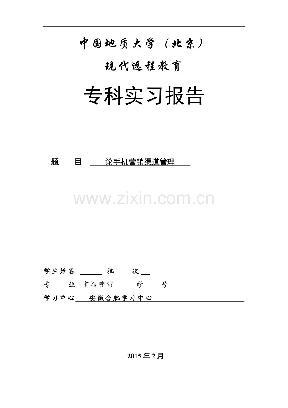 论手机营销渠道管理-毕业论文.docx_第1页