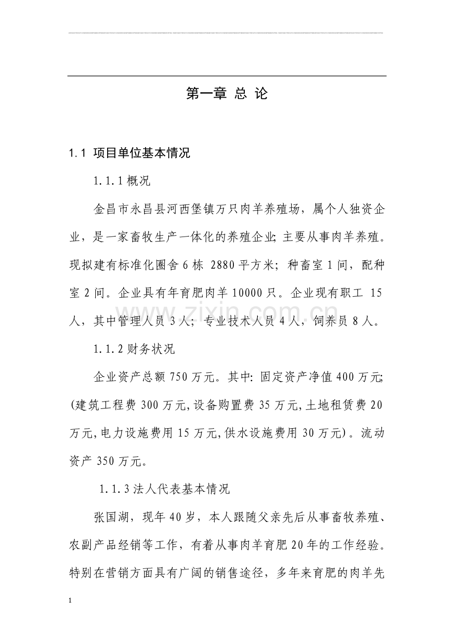 万只羊场可行性研究报告.doc_第1页